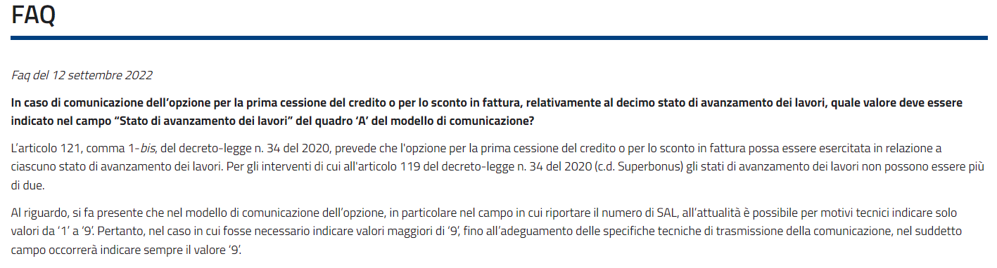 faq 12 settembre 2022 agenzia entrate