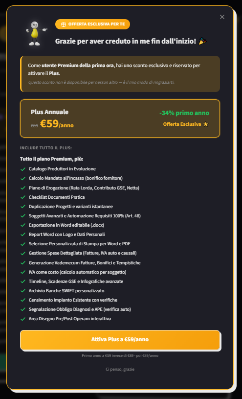 Offerta Early Adopter Plus a 59 euro primo anno