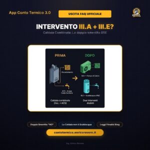 Badge Uscita FAQ Ufficiale - Schema sdoppiamento caldaia combinata in pompa di calore e scaldacqua