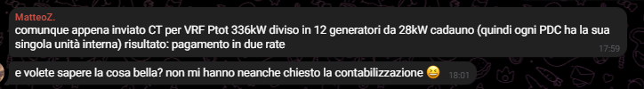 Simulazione reale Portaltermico GSE collega community: 12 pompe di calore da 28 kW (336 kW totali) in 2 annualità